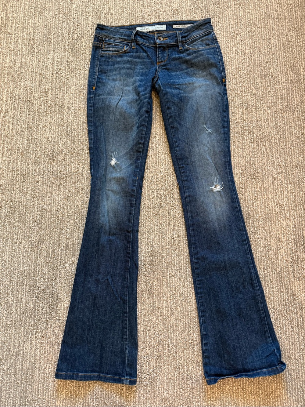 Guess Dark Wash Flare Jeans with Subtle Distressing